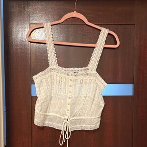The kooples Cream Lace Trim Top